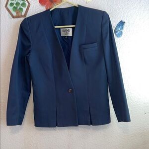 Navy Blue Tailored Blazer with Notched Lapels